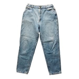 VINTAGE Mom Jeans High Waist Light Denim Wash Tapered Leg No Stretch Women’s 18